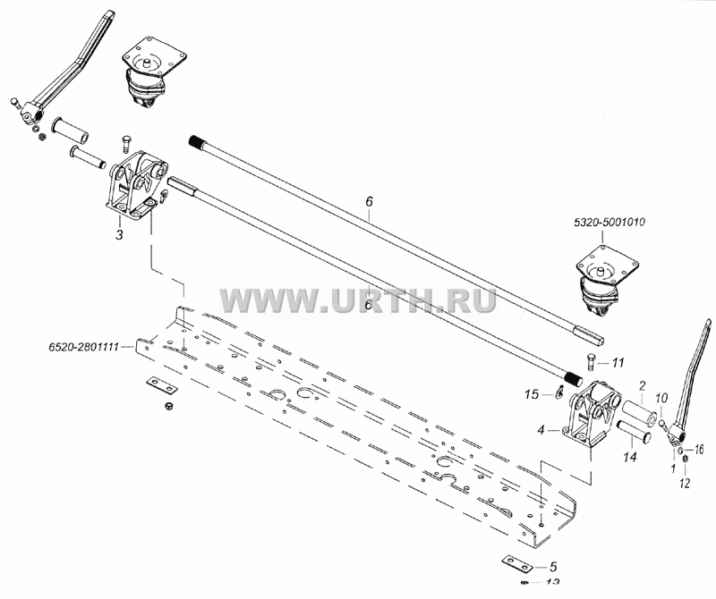 6520-5000003 Переднее крепление и механизм уравновешивания кабины